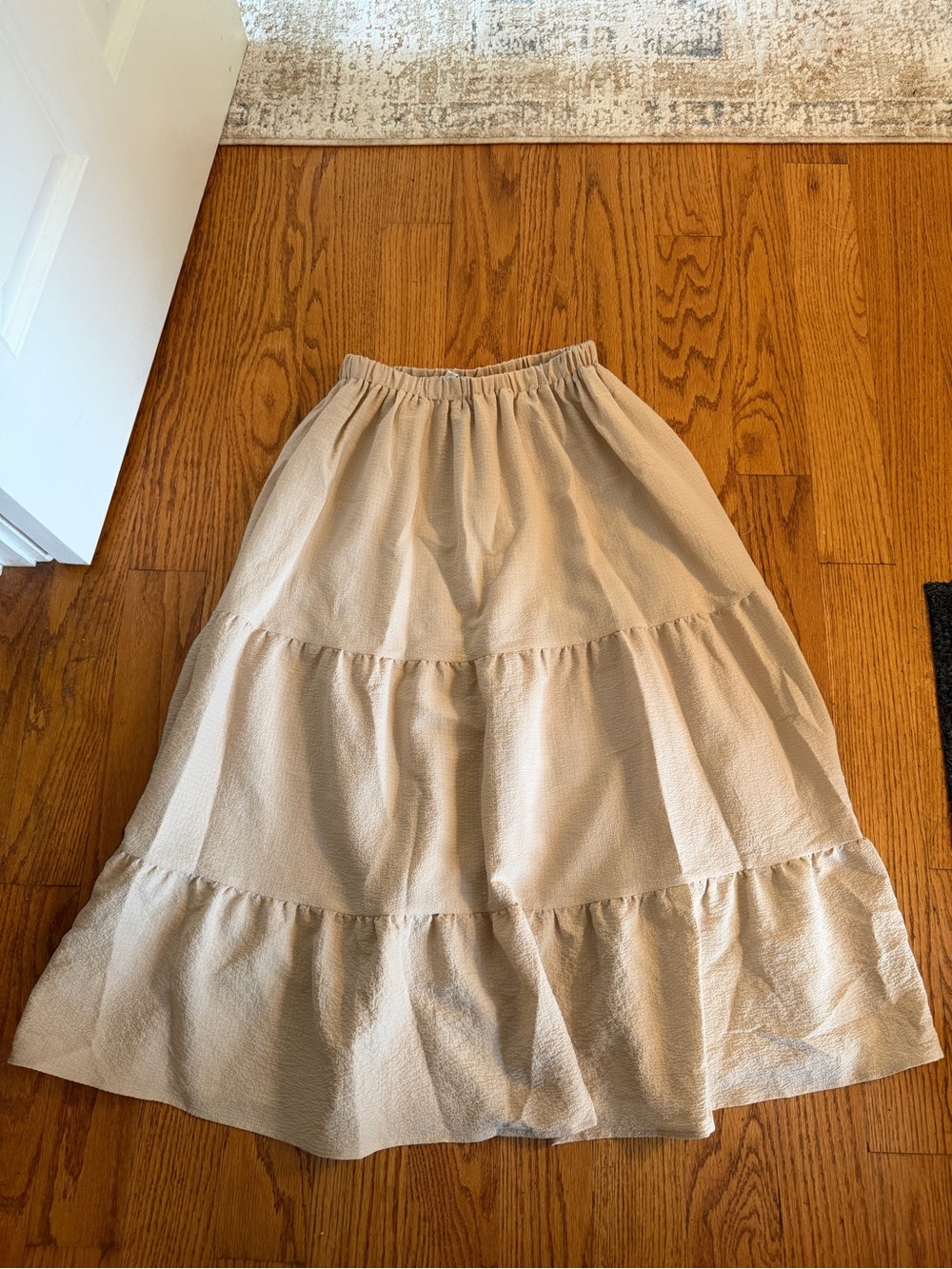 Tiered Maxi Skirt in Beige – Women's Flowing A-Line